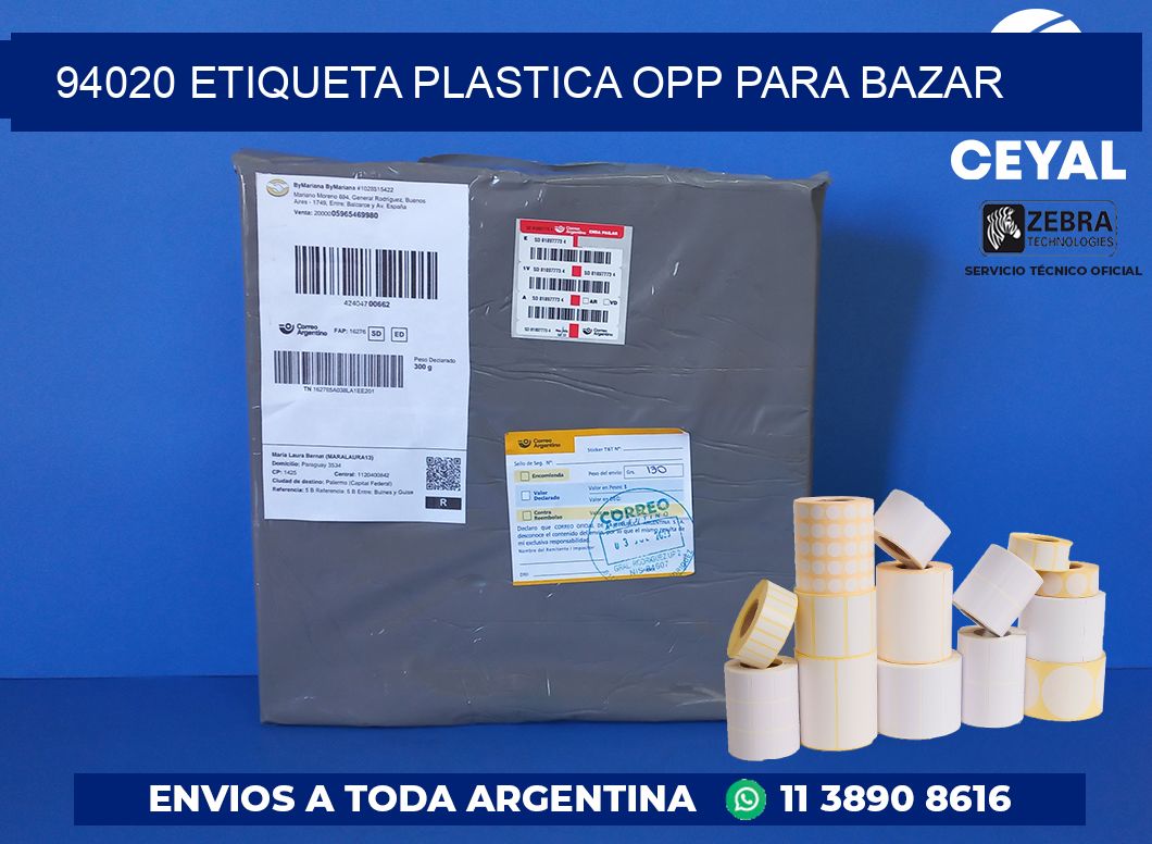 94020 ETIQUETA PLASTICA OPP PARA BAZAR