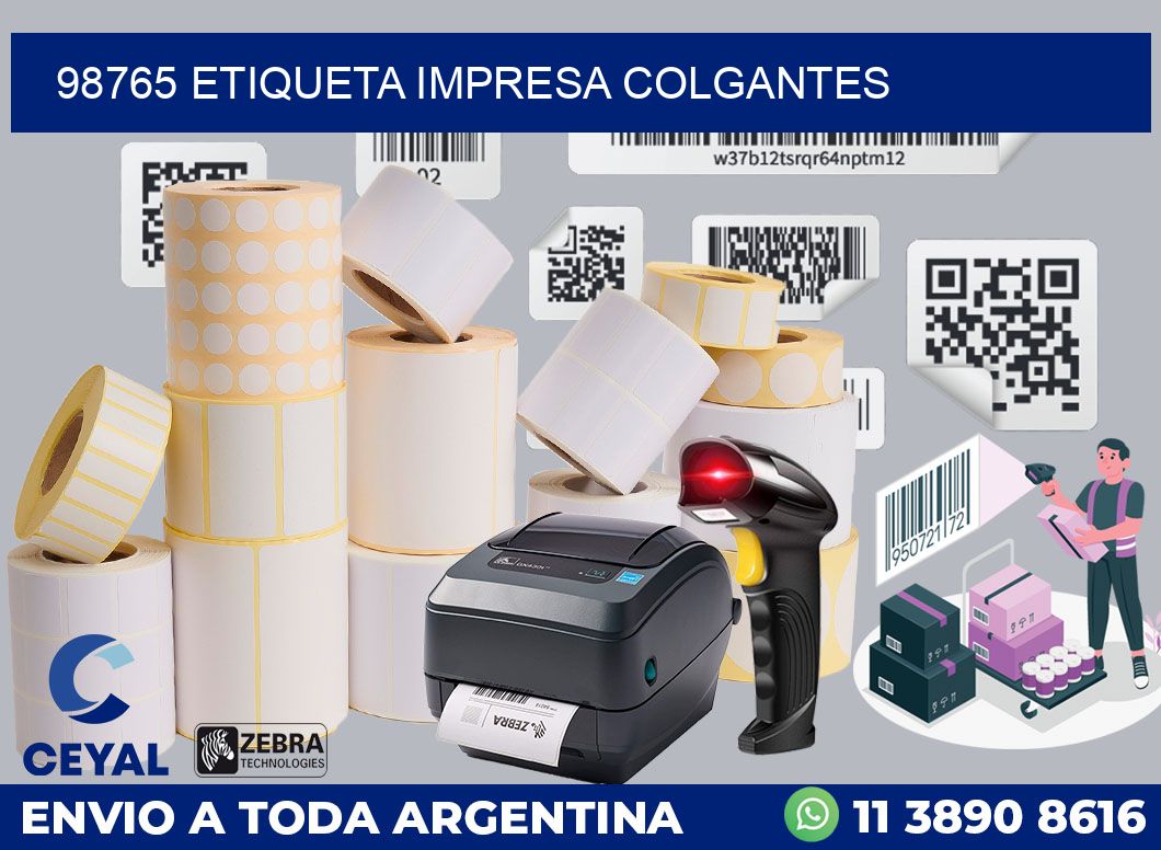 98765 ETIQUETA IMPRESA COLGANTES