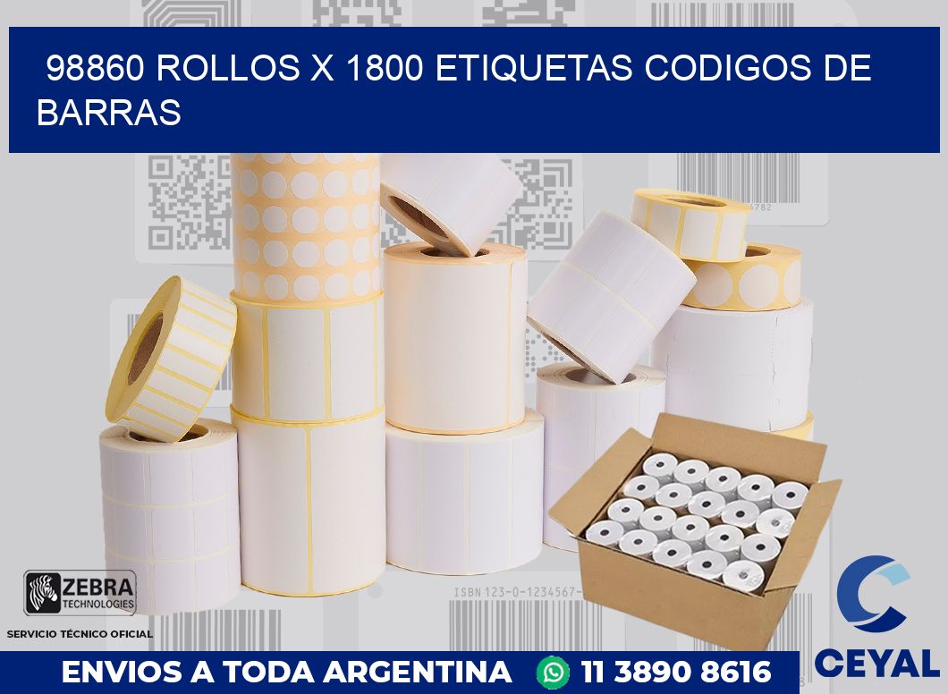 98860 Rollos x 1800 etiquetas codigos de barras