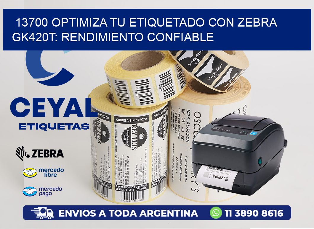 13700 Optimiza tu Etiquetado con Zebra GK420T: Rendimiento Confiable