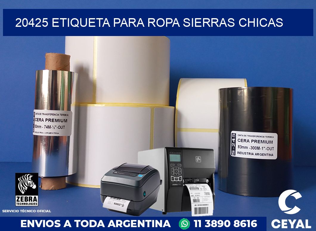 20425 ETIQUETA PARA ROPA SIERRAS CHICAS