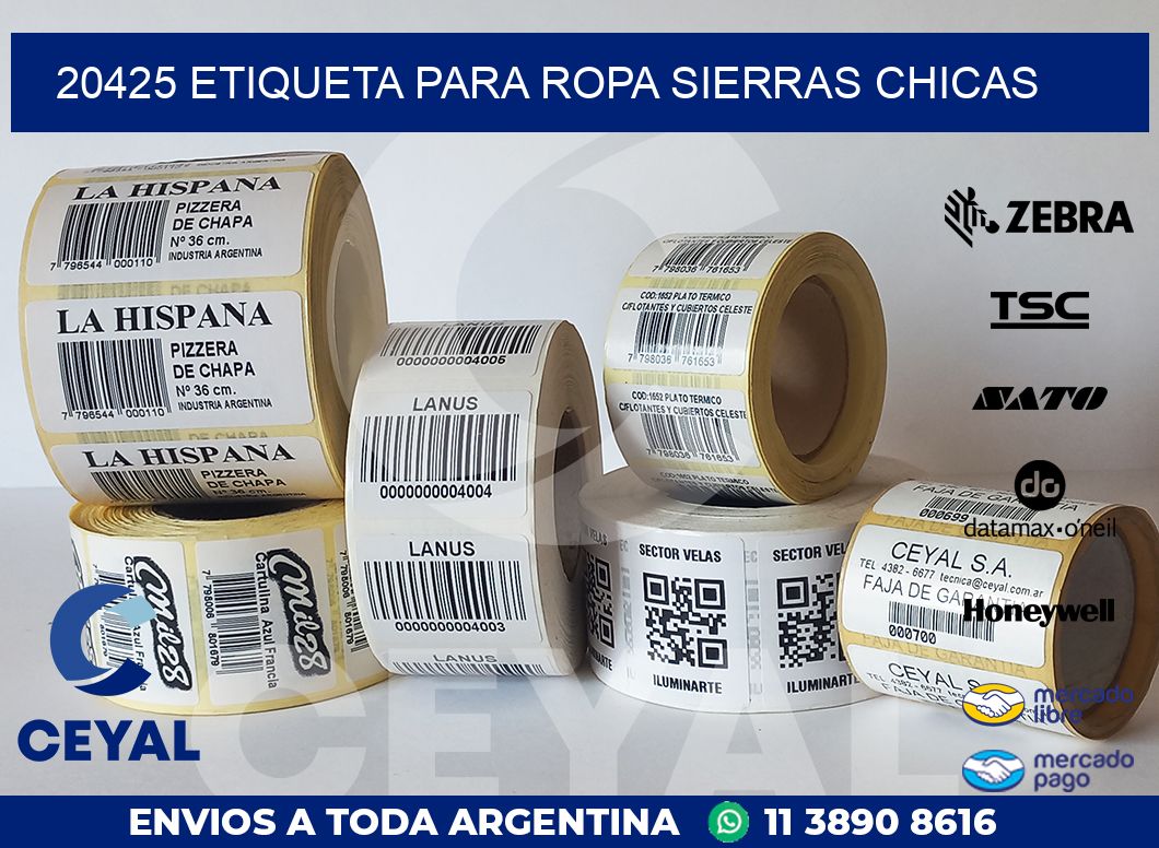 20425 ETIQUETA PARA ROPA SIERRAS CHICAS