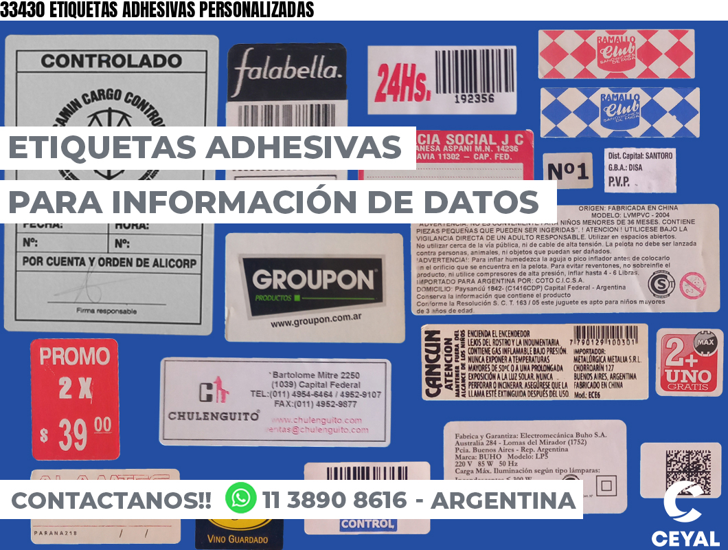 33430 ETIQUETAS ADHESIVAS PERSONALIZADAS