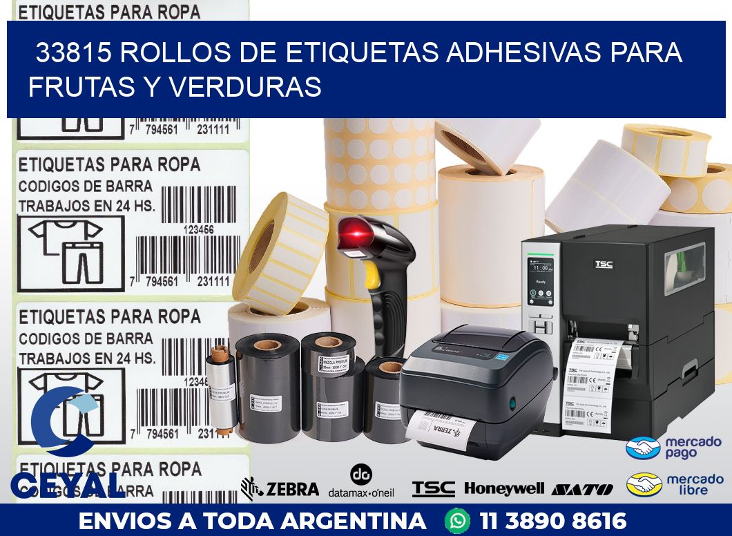 33815 ROLLOS DE ETIQUETAS ADHESIVAS PARA FRUTAS Y VERDURAS