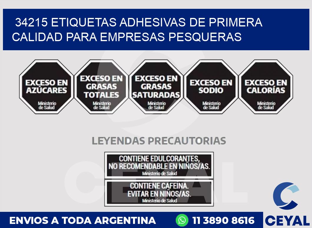 34215 ETIQUETAS ADHESIVAS DE PRIMERA CALIDAD PARA EMPRESAS PESQUERAS