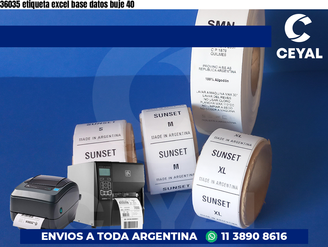 36035 etiqueta excel base datos buje 40