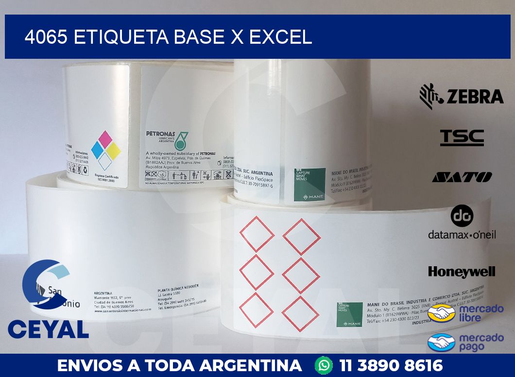 4065 etiqueta base x excel