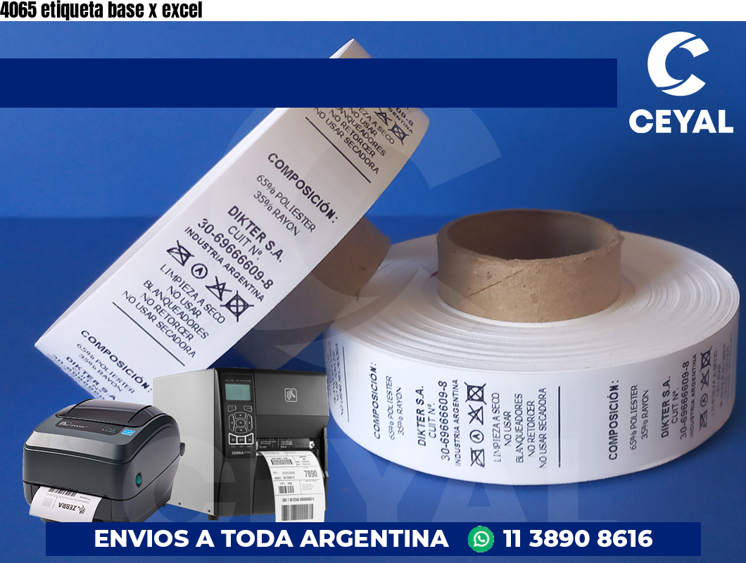 4065 etiqueta base x excel