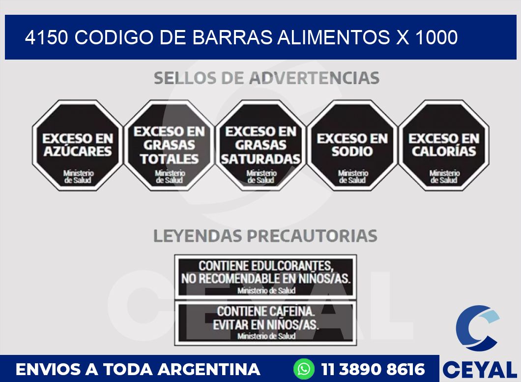 4150 CODIGO DE BARRAS ALIMENTOS x 1000