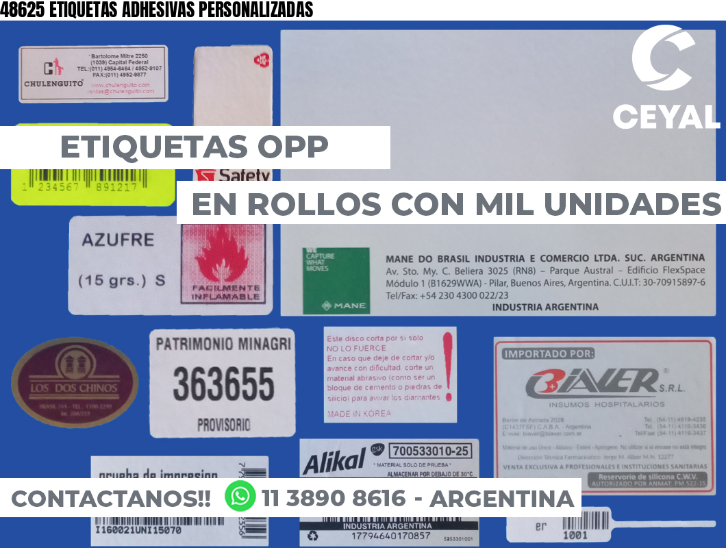 48625 ETIQUETAS ADHESIVAS PERSONALIZADAS