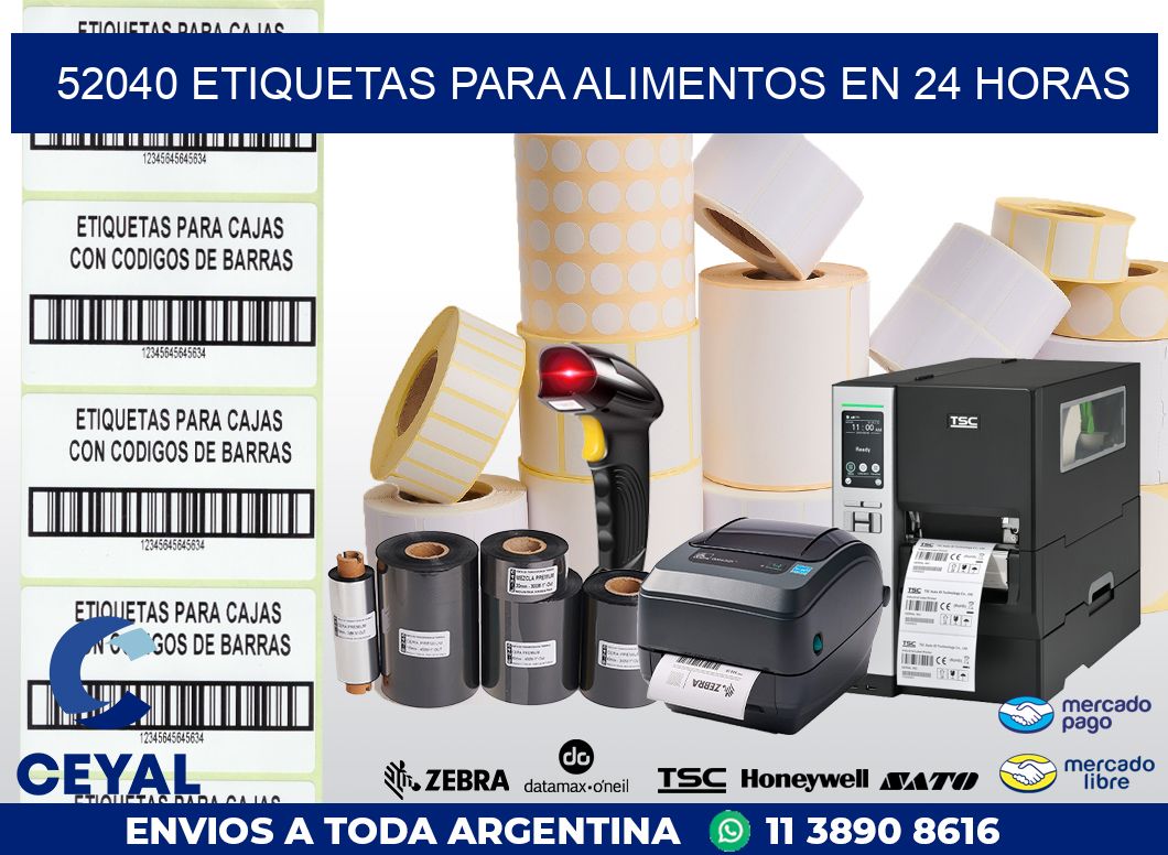 52040 ETIQUETAS PARA ALIMENTOS EN 24 HORAS