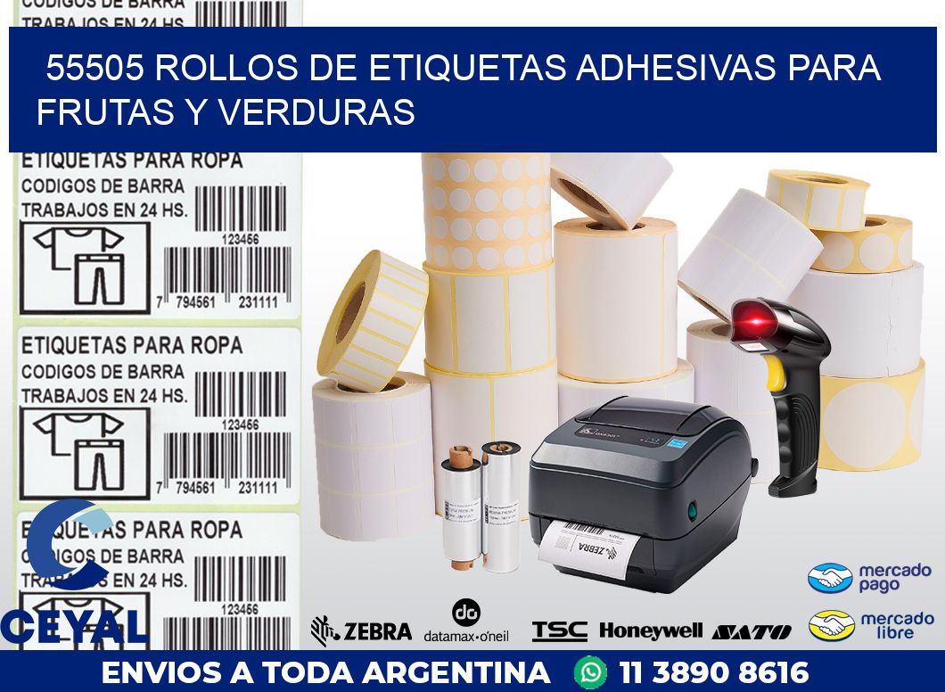 55505 ROLLOS DE ETIQUETAS ADHESIVAS PARA FRUTAS Y VERDURAS
