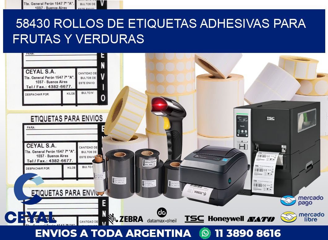 58430 ROLLOS DE ETIQUETAS ADHESIVAS PARA FRUTAS Y VERDURAS