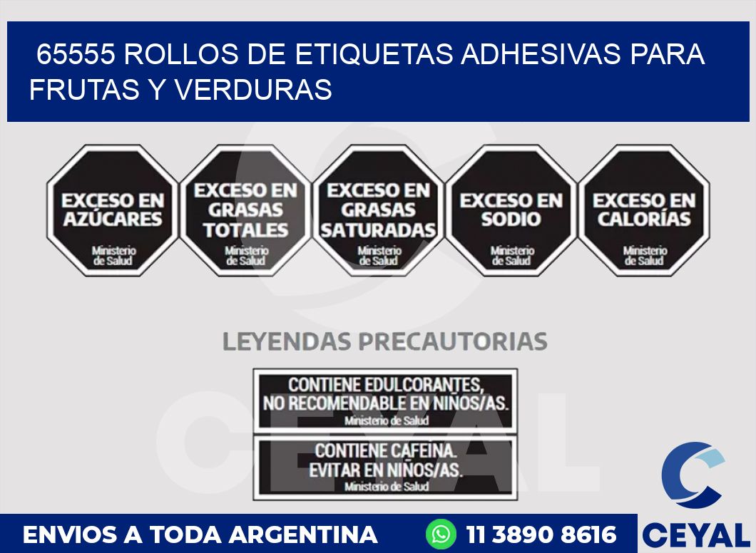 65555 ROLLOS DE ETIQUETAS ADHESIVAS PARA FRUTAS Y VERDURAS