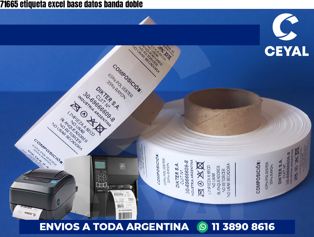 71665 etiqueta excel base datos banda doble