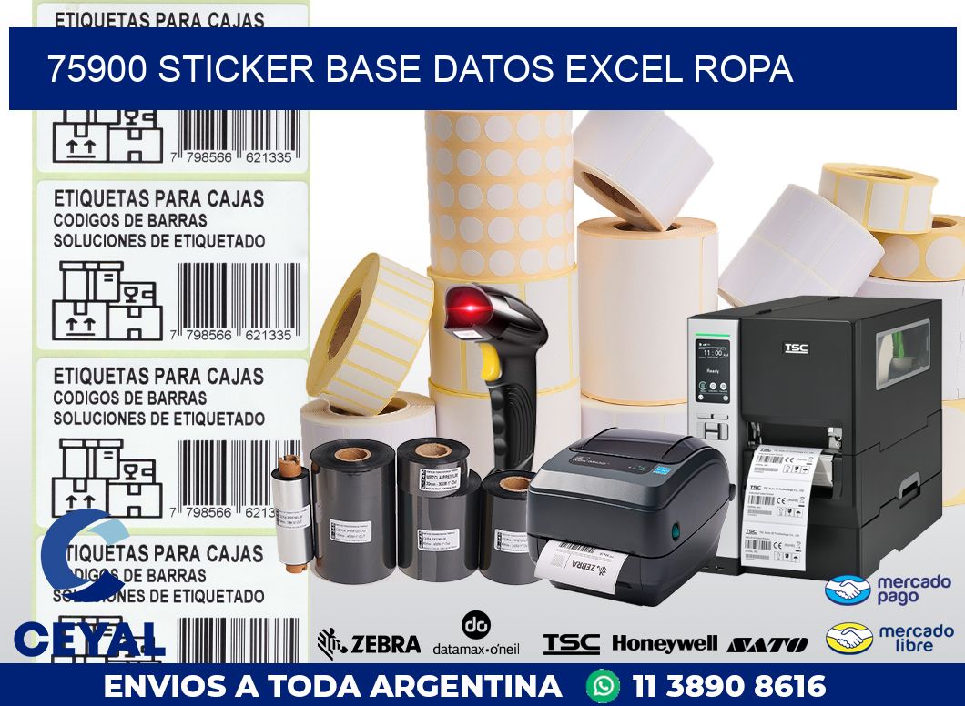 75900 sticker base datos excel ropa