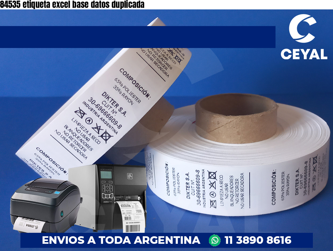 84535 etiqueta excel base datos duplicada
