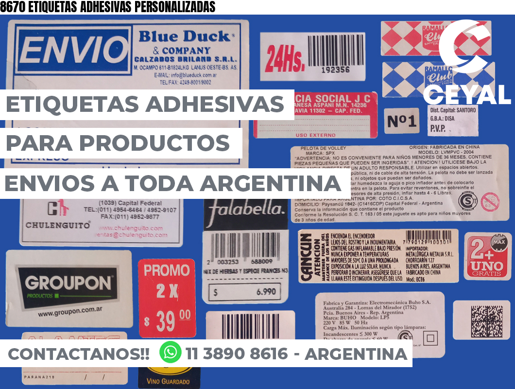 8670 ETIQUETAS ADHESIVAS PERSONALIZADAS