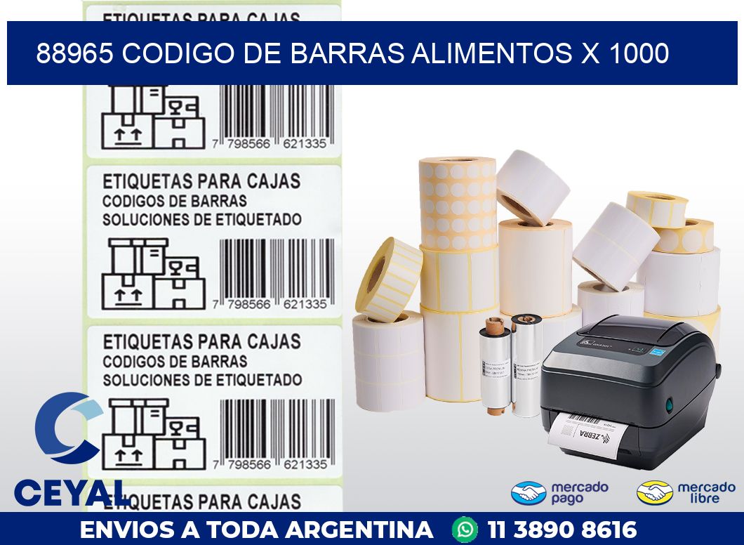 88965 CODIGO DE BARRAS ALIMENTOS x 1000