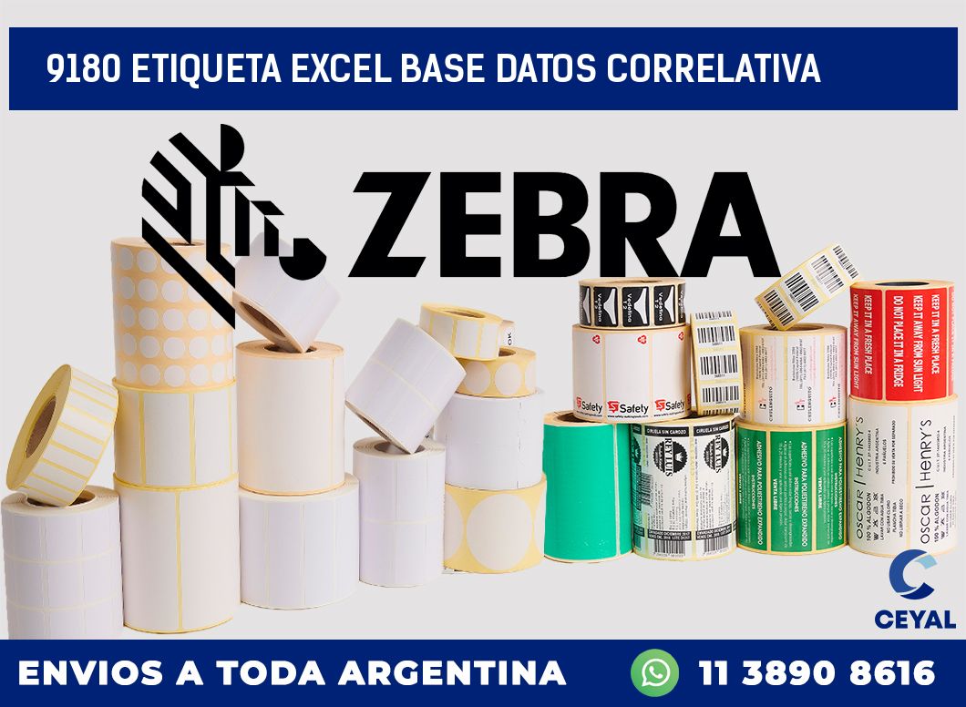 9180 etiqueta excel base datos correlativa