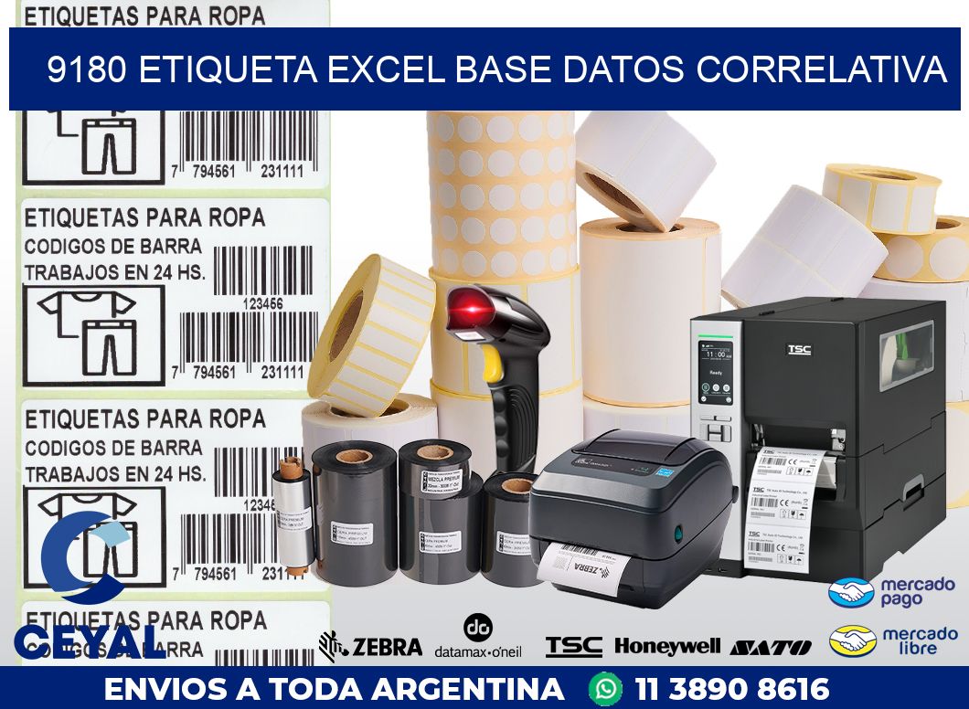 9180 etiqueta excel base datos correlativa