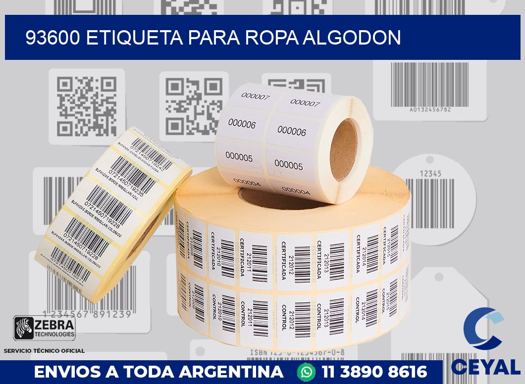 93600 ETIQUETA PARA ROPA ALGODON