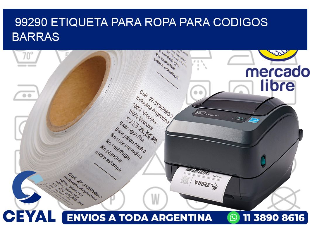 99290 ETIQUETA PARA ROPA PARA CODIGOS BARRAS