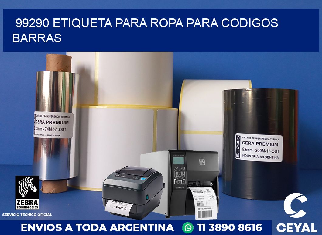 99290 ETIQUETA PARA ROPA PARA CODIGOS BARRAS