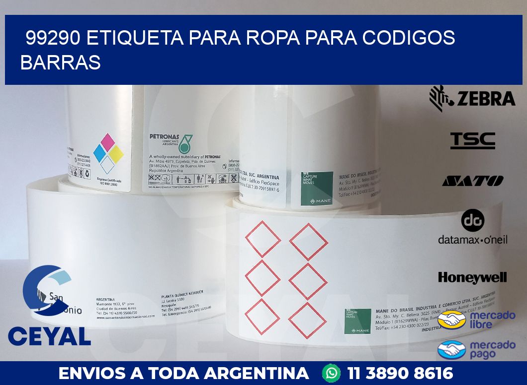 99290 ETIQUETA PARA ROPA PARA CODIGOS BARRAS