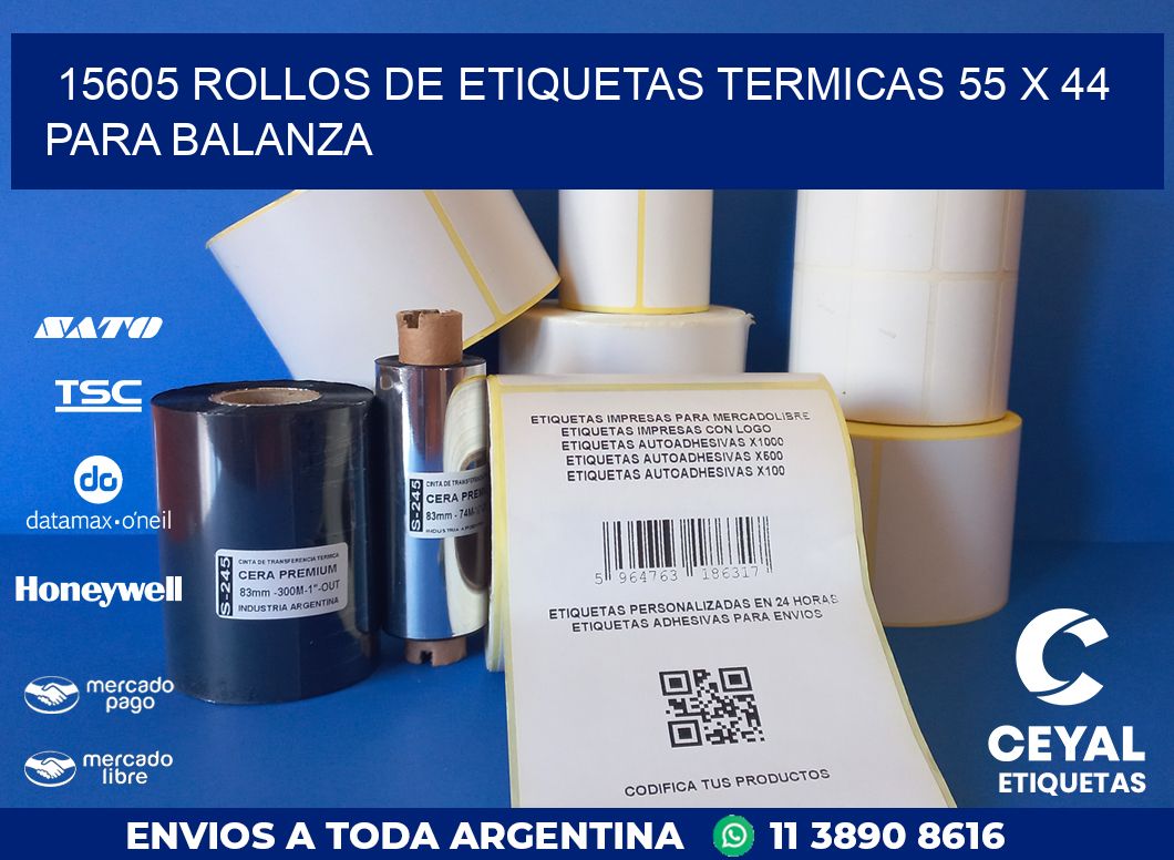 15605 ROLLOS DE ETIQUETAS TERMICAS 55 X 44 PARA BALANZA