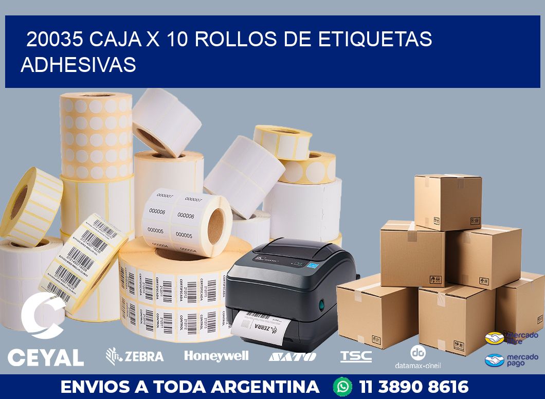20035 CAJA X 10 ROLLOS DE ETIQUETAS ADHESIVAS