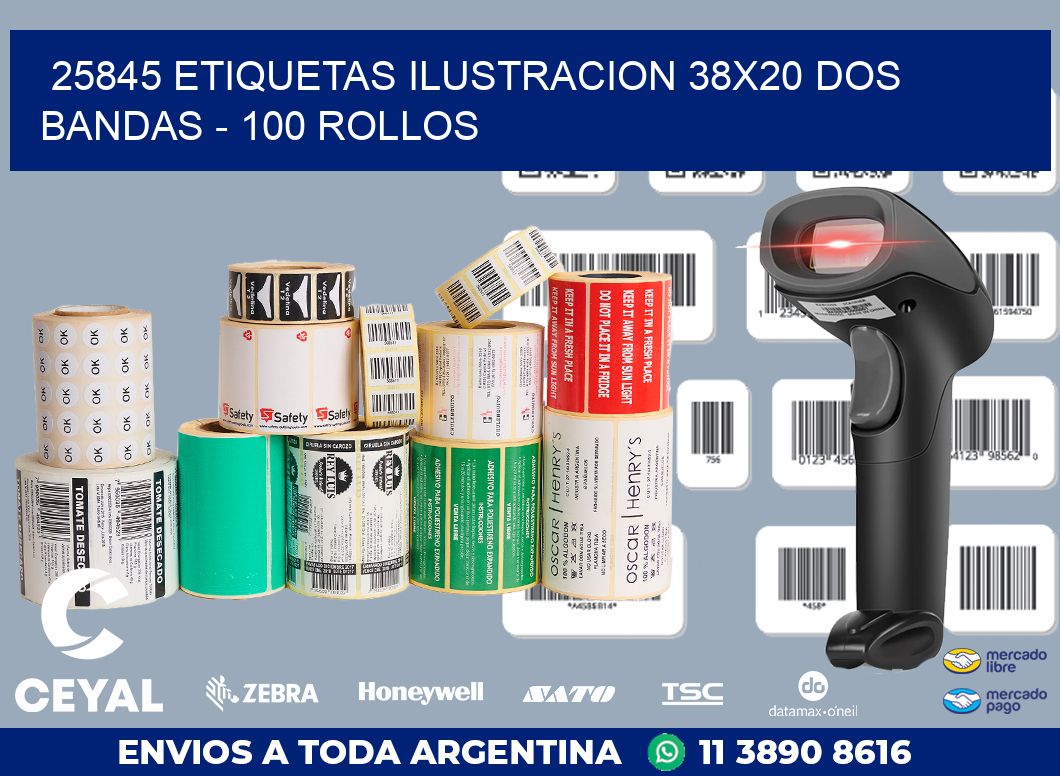 25845 ETIQUETAS ILUSTRACION 38X20 DOS BANDAS - 100 ROLLOS