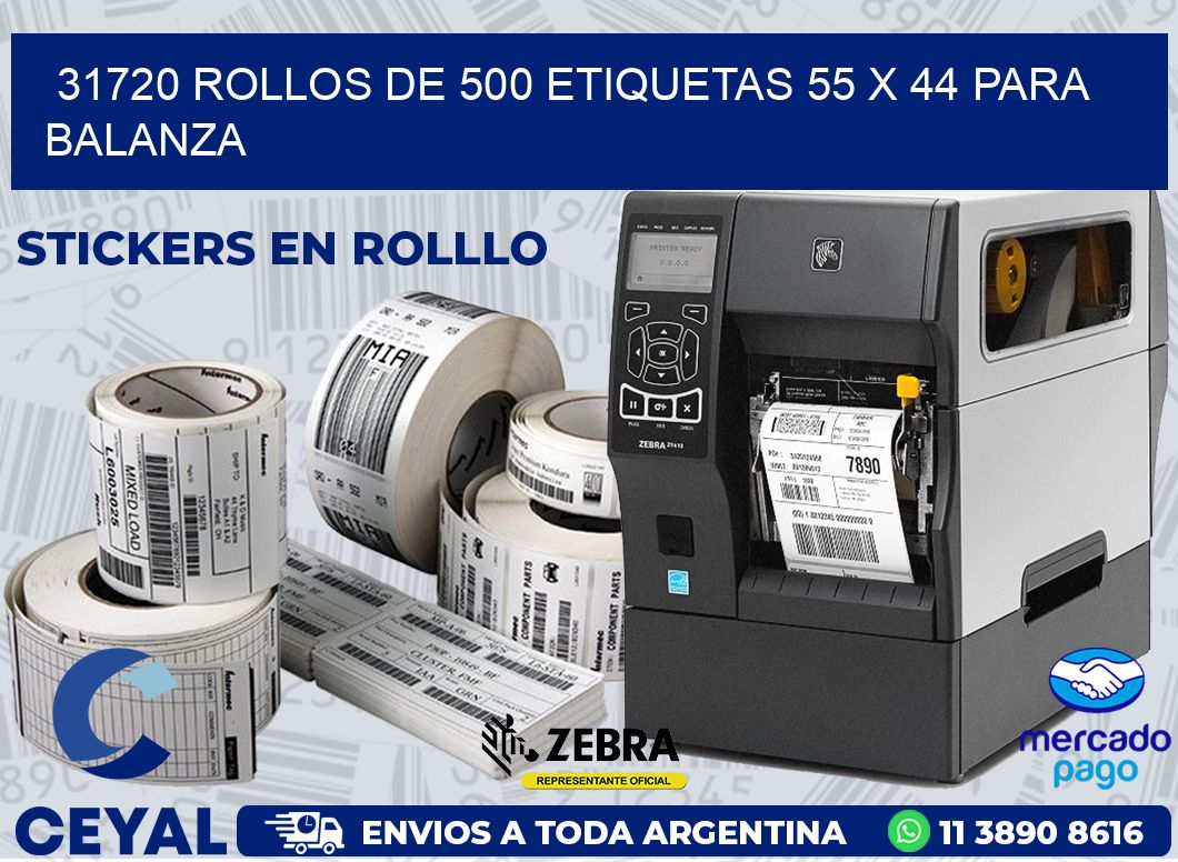 31720 ROLLOS DE 500 ETIQUETAS 55 X 44 PARA BALANZA