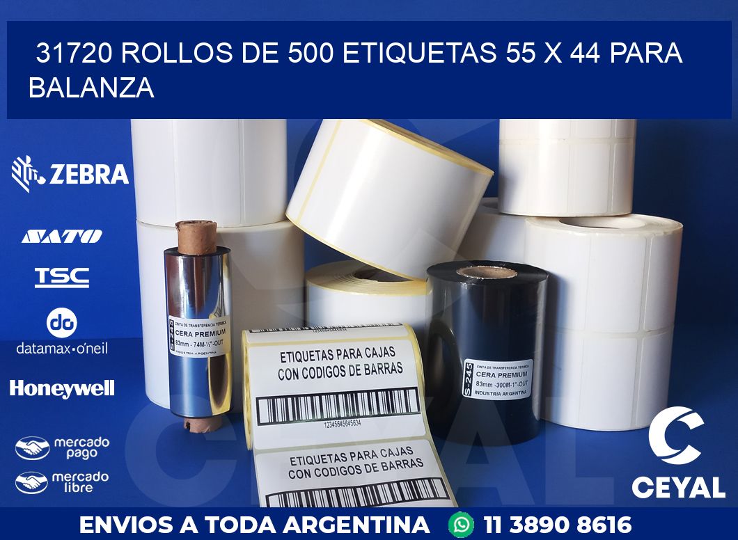 31720 ROLLOS DE 500 ETIQUETAS 55 X 44 PARA BALANZA