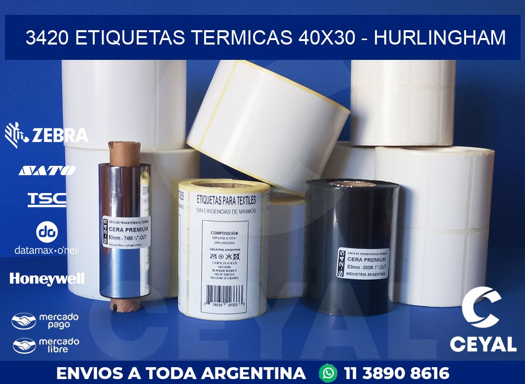 3420 ETIQUETAS TERMICAS 40X30 - HURLINGHAM