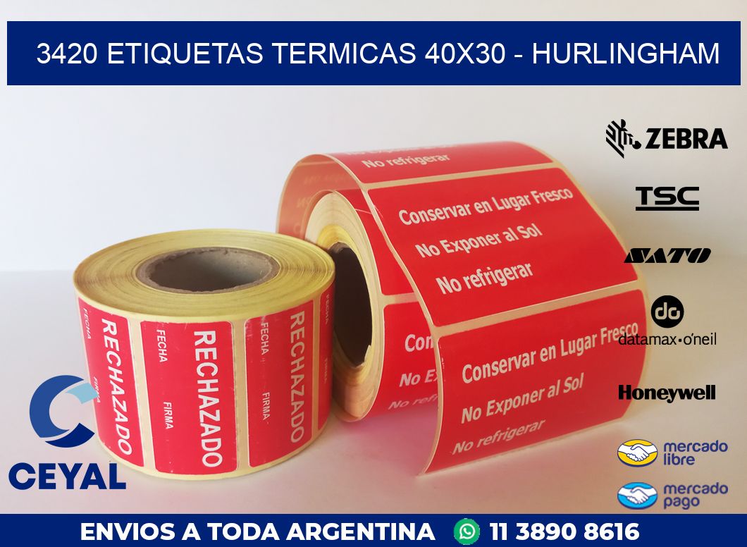 3420 ETIQUETAS TERMICAS 40X30 - HURLINGHAM