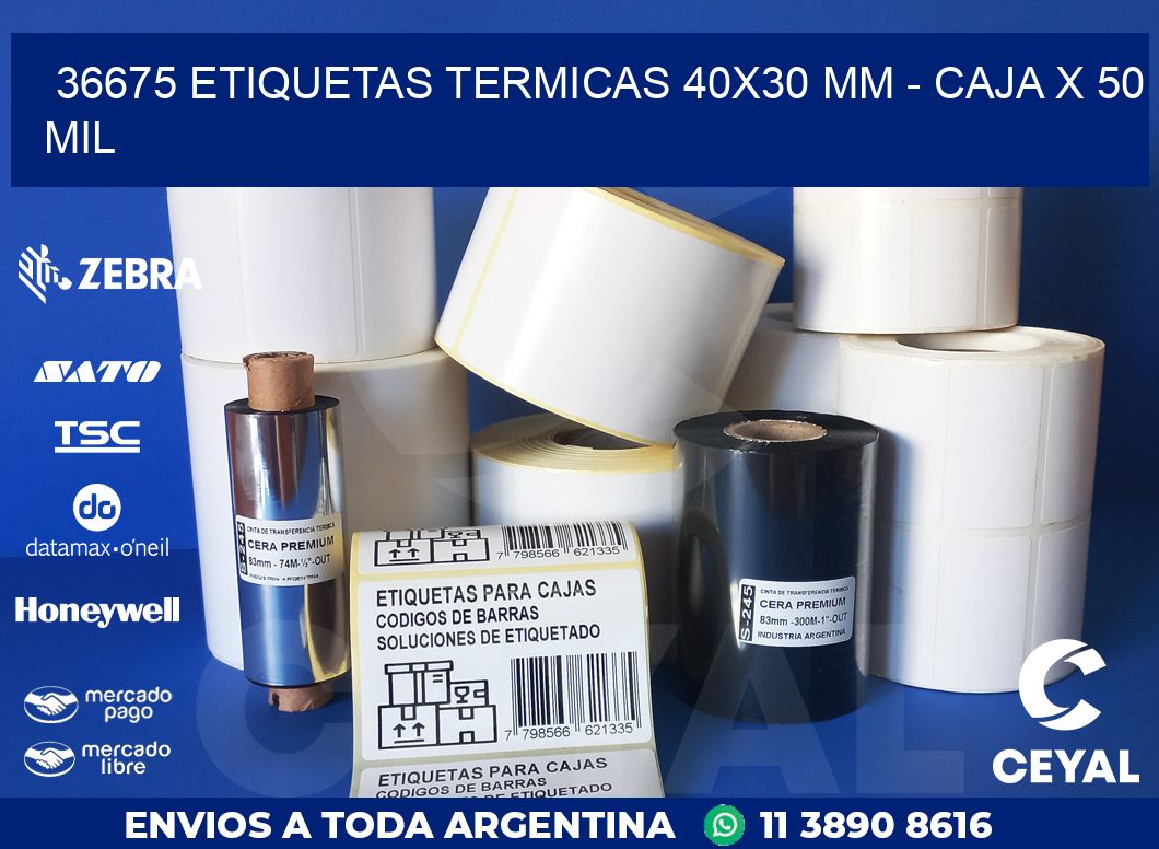 36675 ETIQUETAS TERMICAS 40X30 MM – CAJA X 50 MIL
