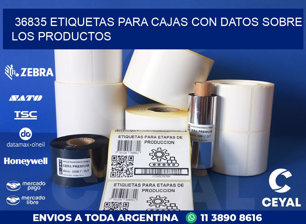 36835 ETIQUETAS PARA CAJAS CON DATOS SOBRE LOS PRODUCTOS