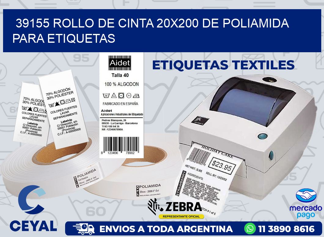 39155 ROLLO DE CINTA 20X200 DE POLIAMIDA PARA ETIQUETAS