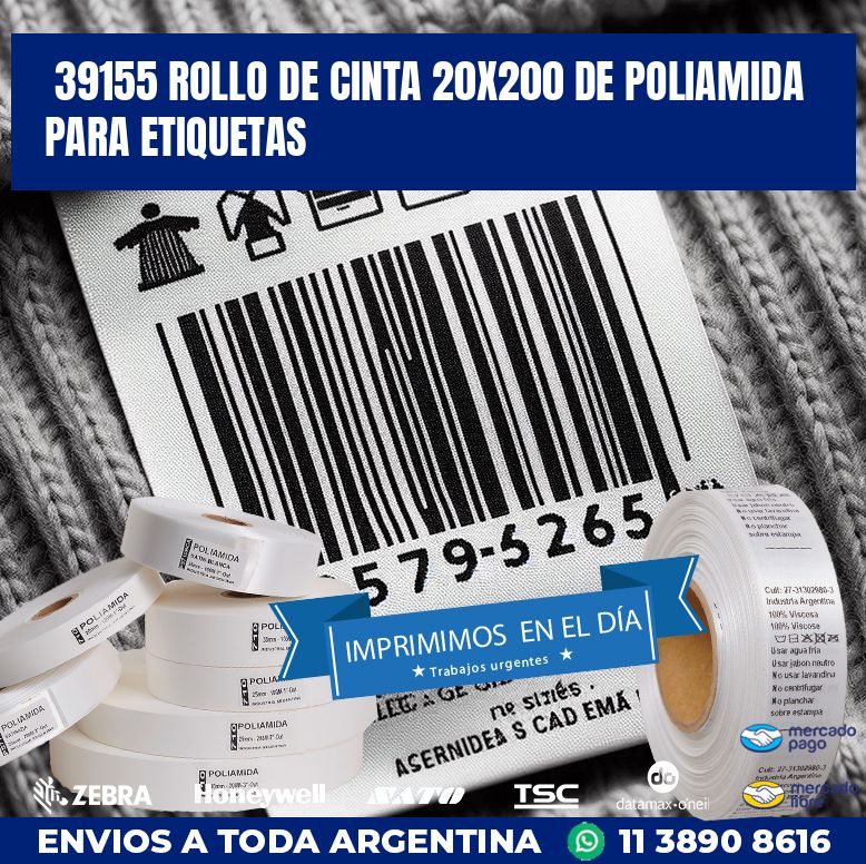 39155 ROLLO DE CINTA 20X200 DE POLIAMIDA PARA ETIQUETAS
