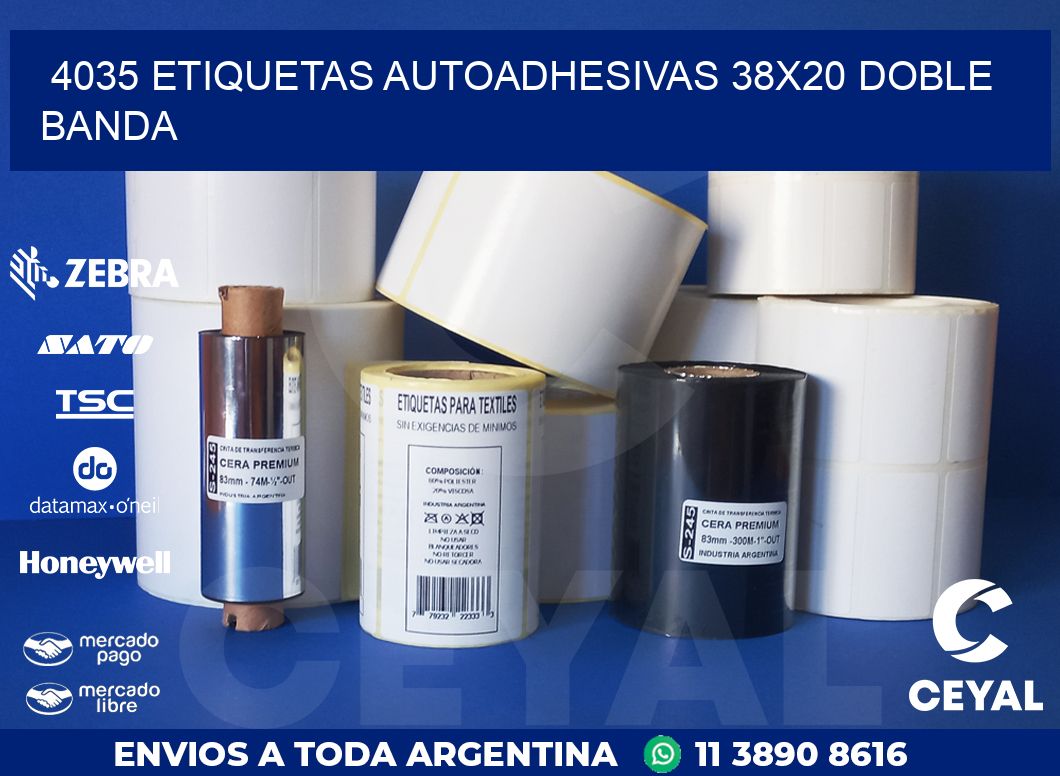 4035 ETIQUETAS AUTOADHESIVAS 38X20 DOBLE BANDA