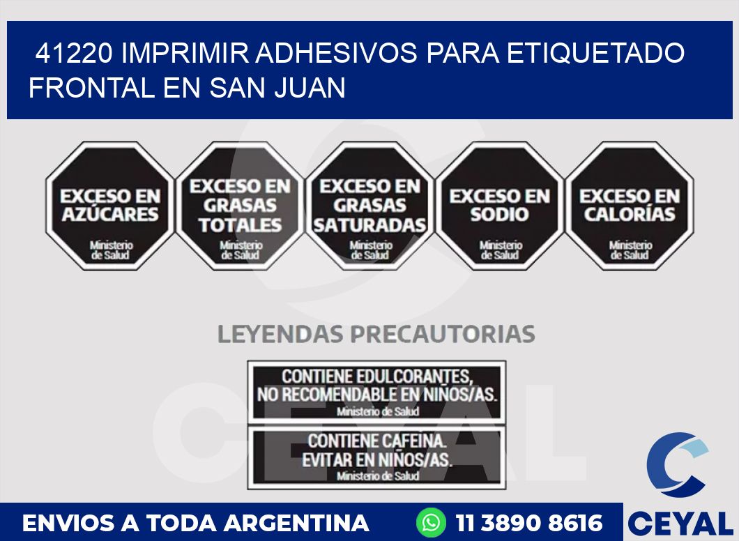41220 IMPRIMIR ADHESIVOS PARA ETIQUETADO FRONTAL EN SAN JUAN