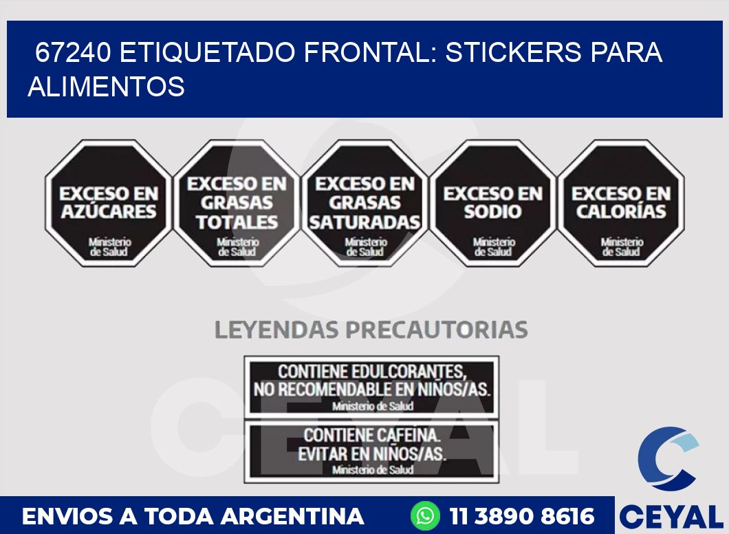 67240 ETIQUETADO FRONTAL: STICKERS PARA ALIMENTOS