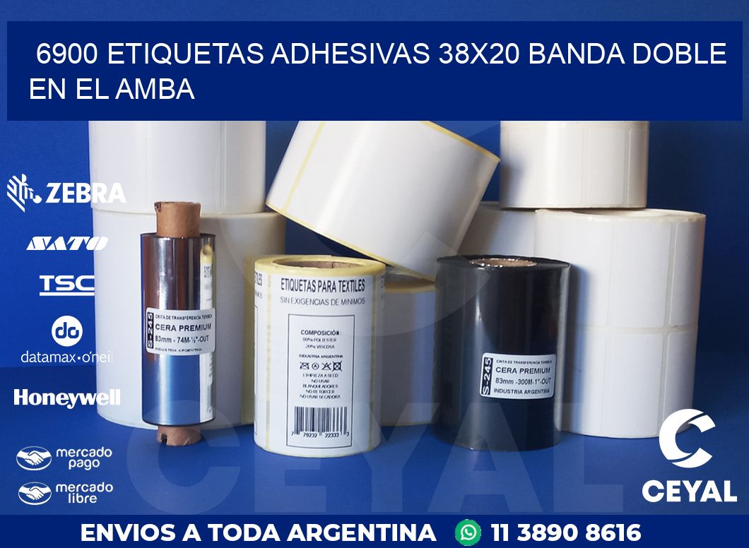 6900 ETIQUETAS ADHESIVAS 38X20 BANDA DOBLE EN EL AMBA