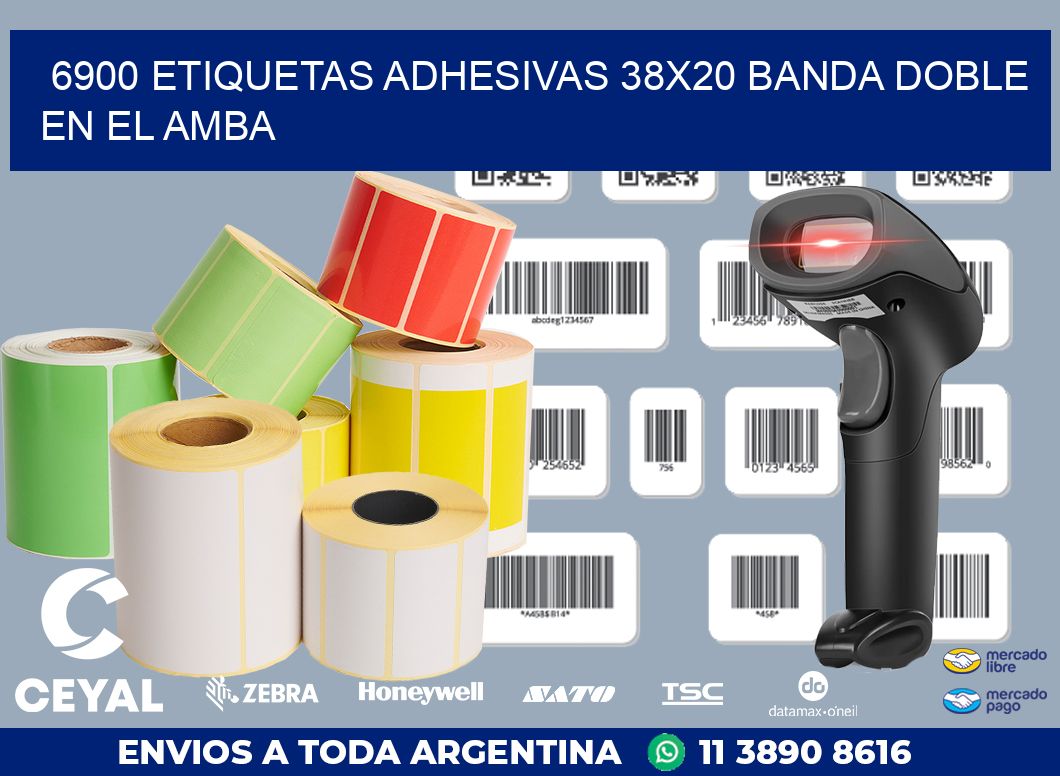 6900 ETIQUETAS ADHESIVAS 38X20 BANDA DOBLE EN EL AMBA