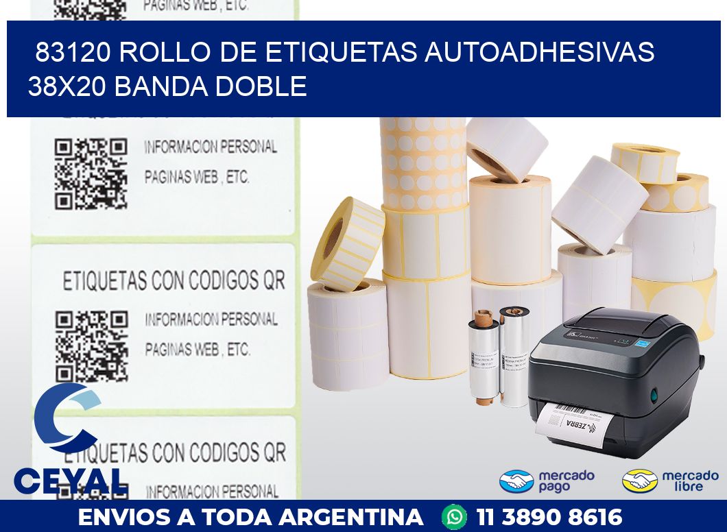 83120 ROLLO DE ETIQUETAS AUTOADHESIVAS 38X20 BANDA DOBLE