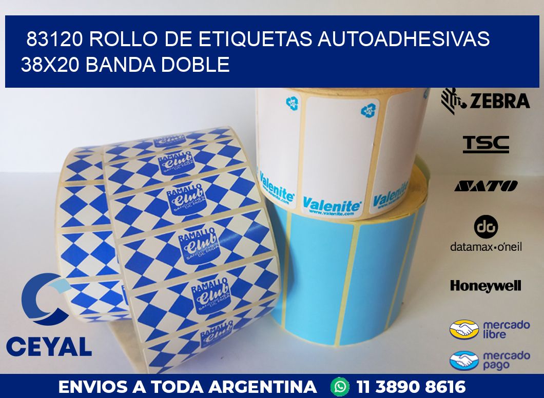 83120 ROLLO DE ETIQUETAS AUTOADHESIVAS 38X20 BANDA DOBLE