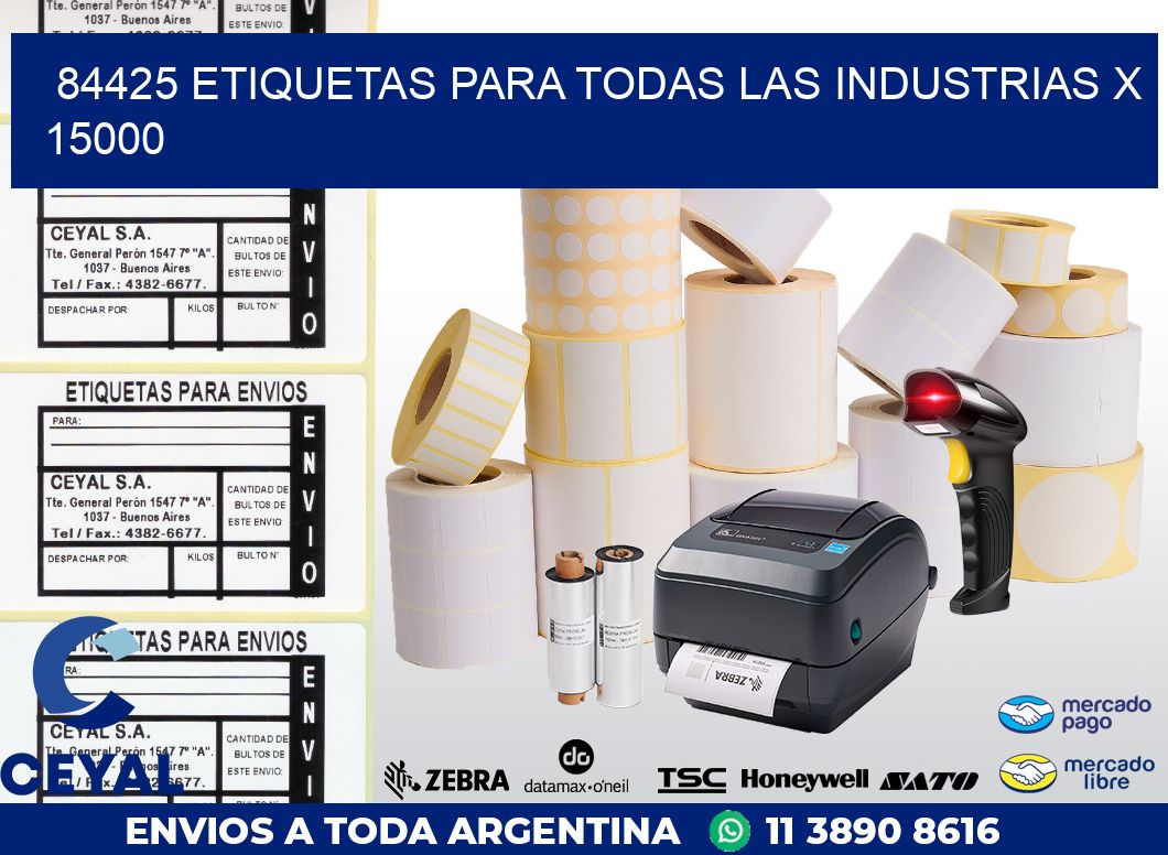 84425 ETIQUETAS PARA TODAS LAS INDUSTRIAS X 15000