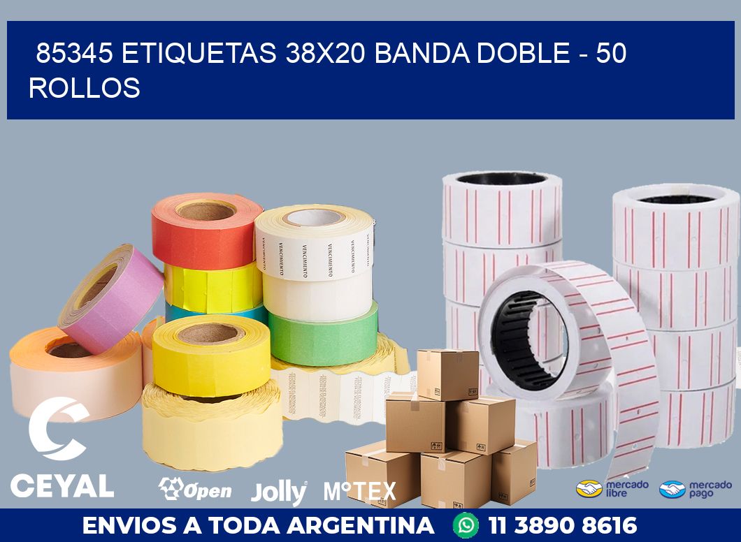 85345 ETIQUETAS 38X20 BANDA DOBLE - 50 ROLLOS