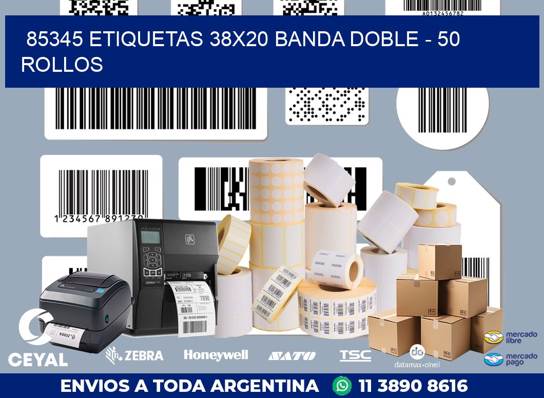 85345 ETIQUETAS 38X20 BANDA DOBLE - 50 ROLLOS